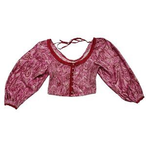 Free People Dare Me Velvet Blouse In Retro Combo - S